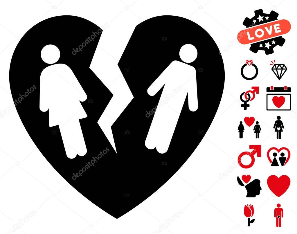 Download Broken Family Heart Icon with Valentine Bonus — Stock ...