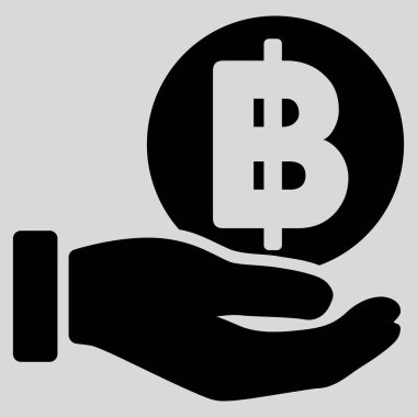 Bahtı para ödeme el düz vektör simgesi