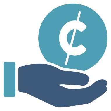 Cent ödeme el düz vektör simgesi