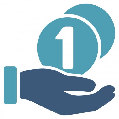 Sikke ödeme el düz vektör simgesi