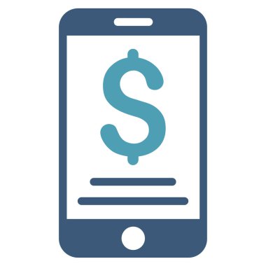 Doları mobil ödeme düz vektör simgesi