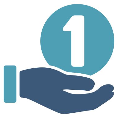 Bir jeton ödeme el düz vektör simgesi