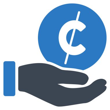 Cent ödeme el düz vektör simgesi