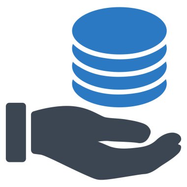 Paralar bağış el düz vektör simgesi