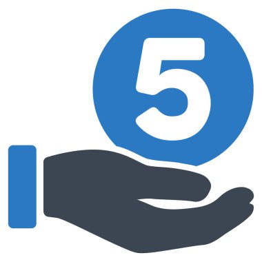 Beş sent ödeme el düz vektör simgesi