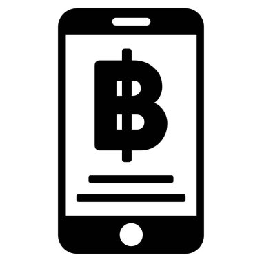 Bitcoin mobil ödeme düz vektör simgesi