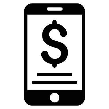 Doları mobil ödeme düz vektör simgesi