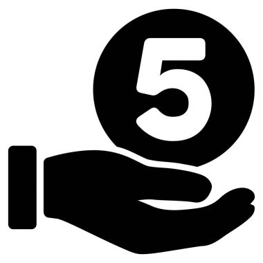 Beş sent ödeme el düz vektör simgesi