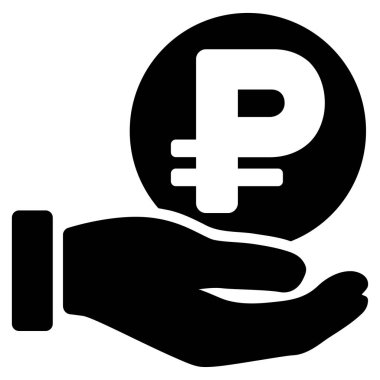 Rublesi para ödeme el düz vektör simgesi