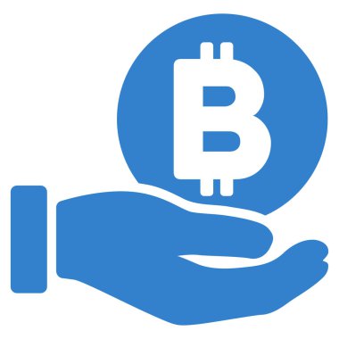 Bitcoin ödeme el düz vektör simgesi