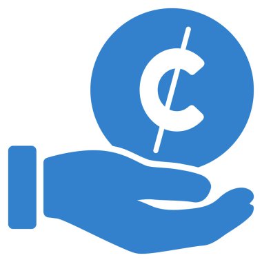 Cent ödeme el düz vektör simgesi