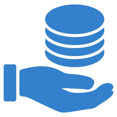 Paralar bağış el düz vektör simgesi