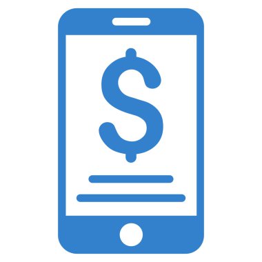 Doları mobil ödeme düz vektör simgesi