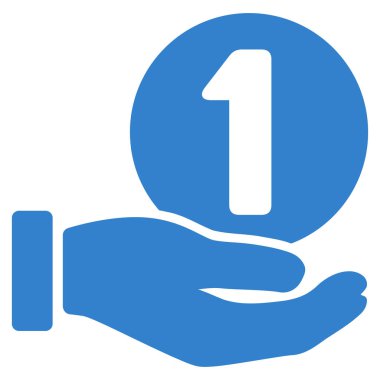 Bir jeton ödeme el düz vektör simgesi