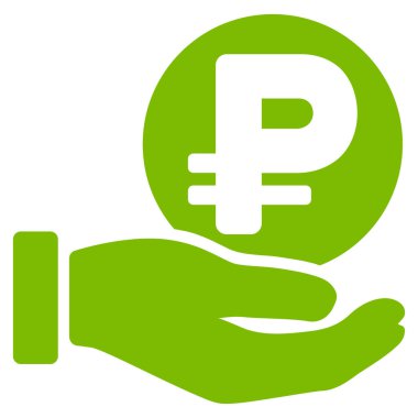 Rublesi para ödeme el düz vektör simgesi