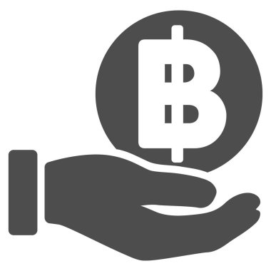 Bahtı para ödeme el düz vektör simgesi