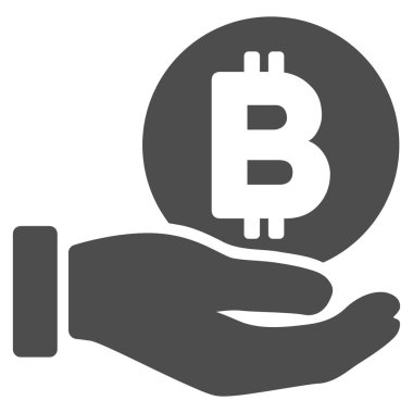 Bitcoin ödeme el düz vektör simgesi