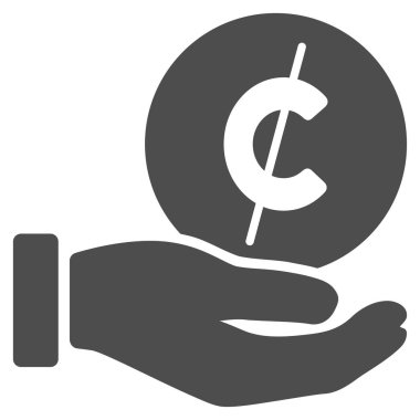 Cent ödeme el düz vektör simgesi