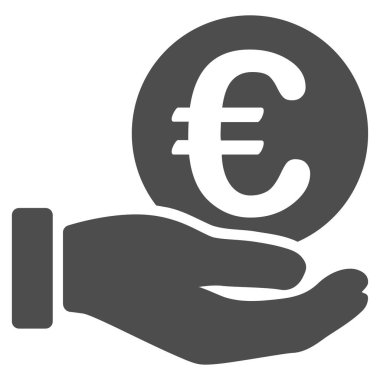 Euro para ödeme el düz vektör simgesi