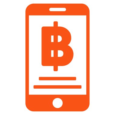 Bitcoin mobil ödeme düz vektör simgesi