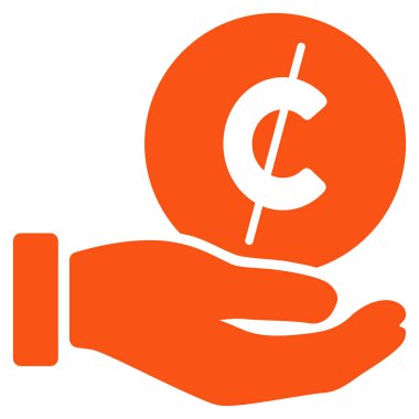 Cent ödeme el düz vektör simgesi