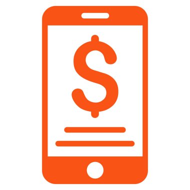 Doları mobil ödeme düz vektör simgesi