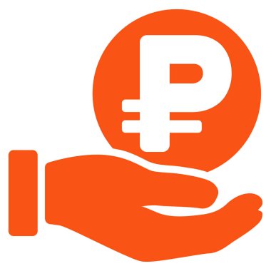 Rublesi para ödeme el düz vektör simgesi