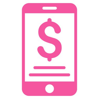 Doları mobil ödeme düz vektör simgesi
