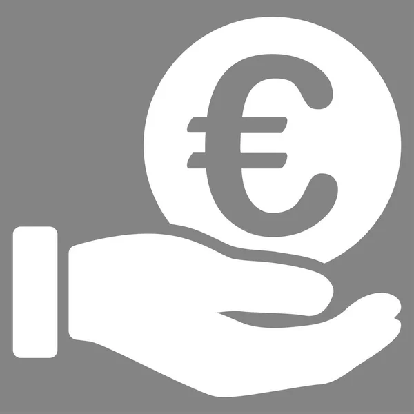 Euro pièce paiement main plat vecteur icône — Image vectorielle