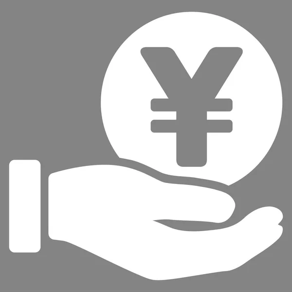 Γιεν κέρμα πληρωμής χέρι επίπεδη διάνυσμα εικονίδιο — Διανυσματικό Αρχείο