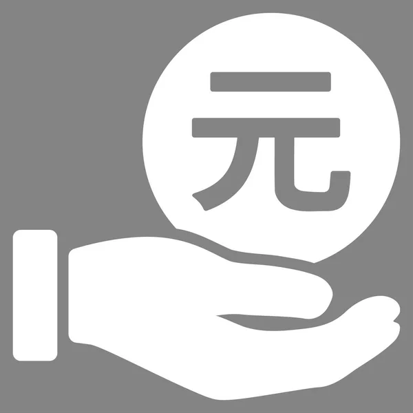 Yuan Münzzahlung Hand flache Vektor-Symbol — Stockvektor