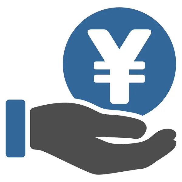Icona vettoriale piatta a mano di pagamento della moneta Yen — Vettoriale Stock
