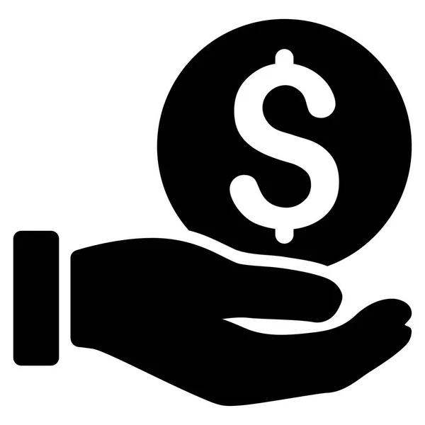 Dólar Moeda pagamento mão plana vetor ícone — Vetor de Stock