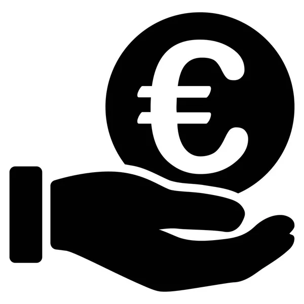 Euro moeda pagamento mão plana vetor ícone —  Vetores de Stock