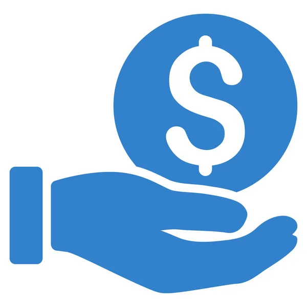 Dollar pièce paiement main plat vecteur icône — Image vectorielle