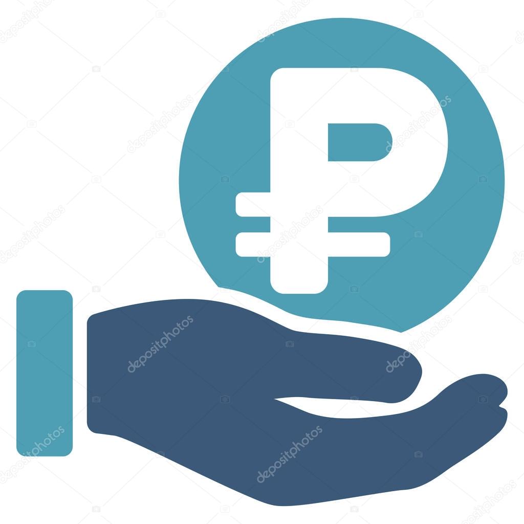 Rouble Coin Payment Hand Flat Vector Icon