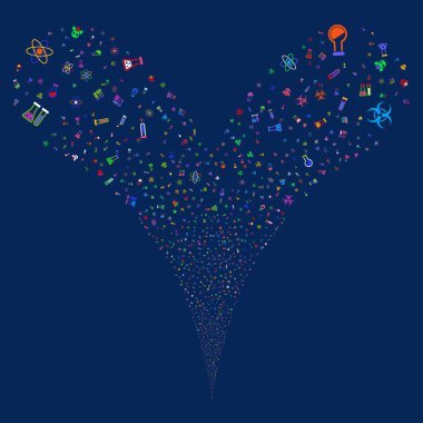 Kimya simge çift havai fişek akışı