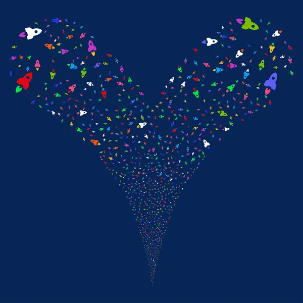 Alan roket çift havai fişek akışı