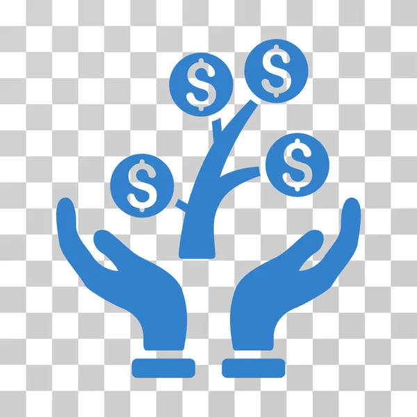 Icona vettoriale delle mani per la cura dell'albero dei soldi — Vettoriale Stock