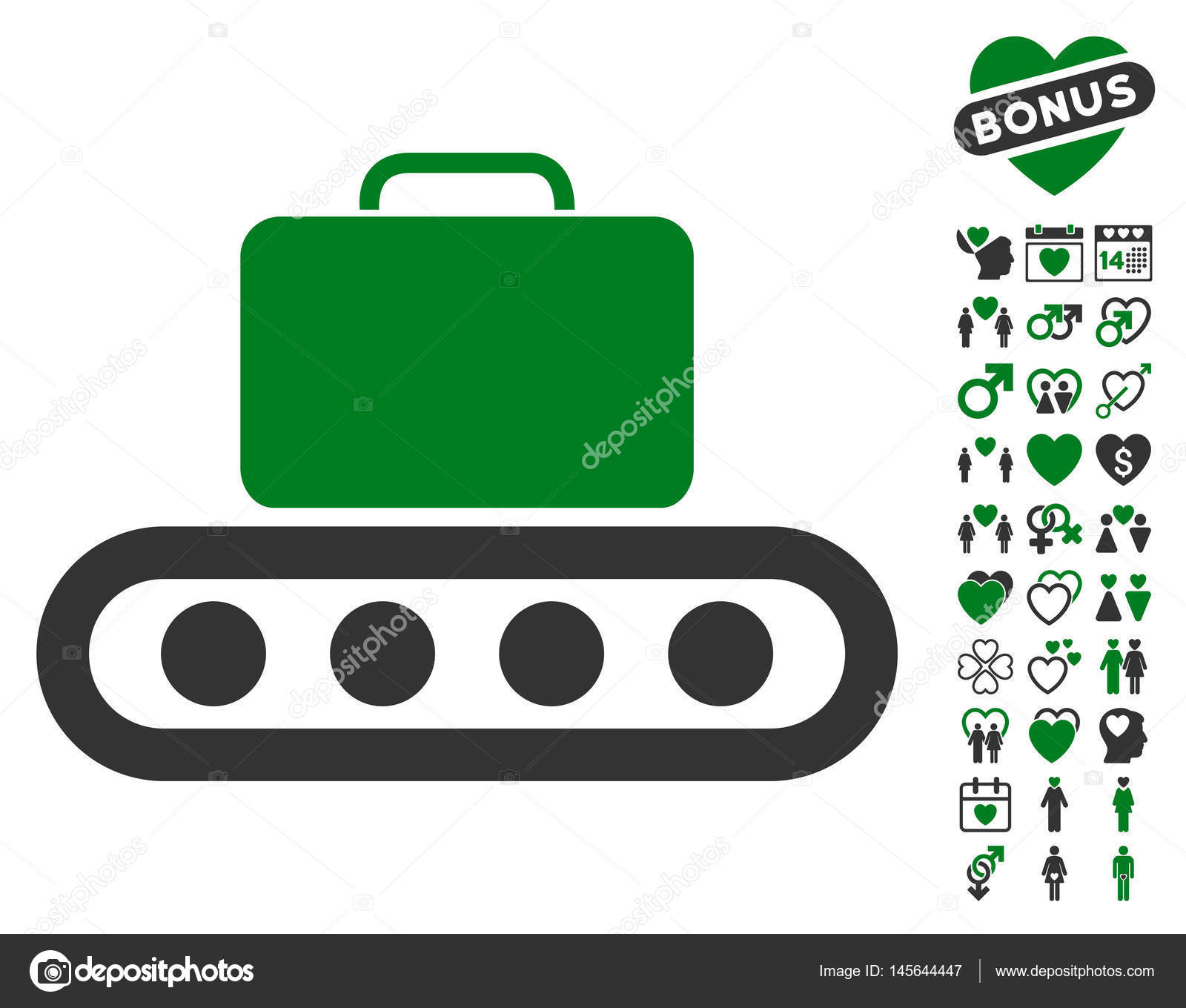 Baggage Conveyor Icon with Lovely Bonus — Stock Vector © ahasoft 145644447