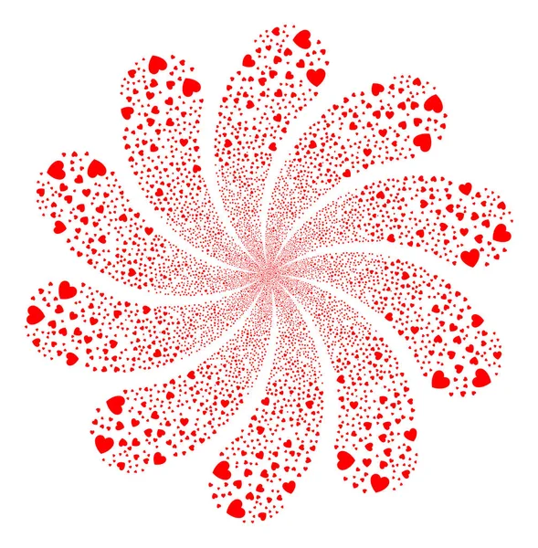 Miłość serca fajerwerki wirowa kwiat — Wektor stockowy