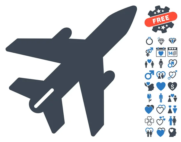 Flugzeug-Ikone mit Dating-Bonus — Stockvektor