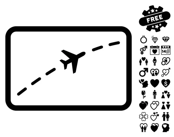 Flugzeug-Routensymbol mit Dating-Bonus — Stockvektor