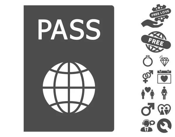 Passeport icône avec Sortir ensemble Bonus — Image vectorielle