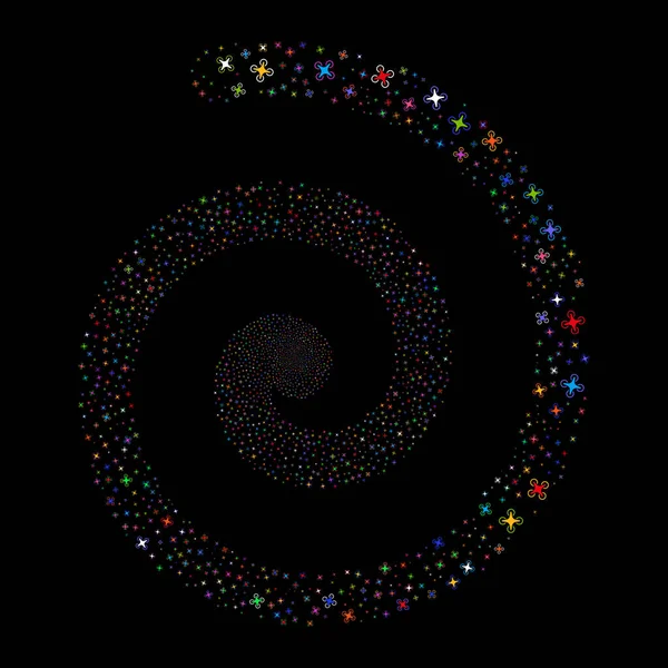 Drone d'air feux d'artifice Spirale — Image vectorielle