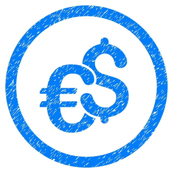 Euro et Dollar Monnaie arrondie Icône Caoutchouc Timbre — Image vectorielle