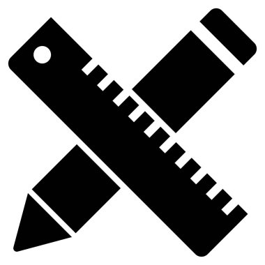 Kalemi ve cetvel tasarım araçları düz vektör simgesi