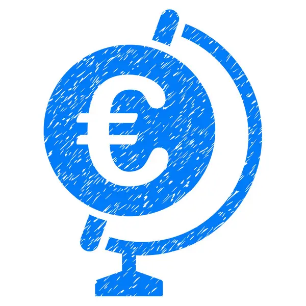 Euro Globe Icon Grunge Watermark — Stock Vector