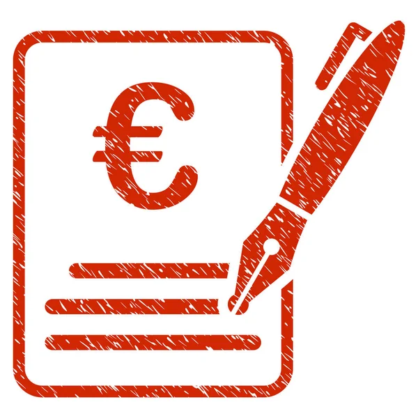 Signature du contrat Euro Icône Grunge filigrane — Image vectorielle