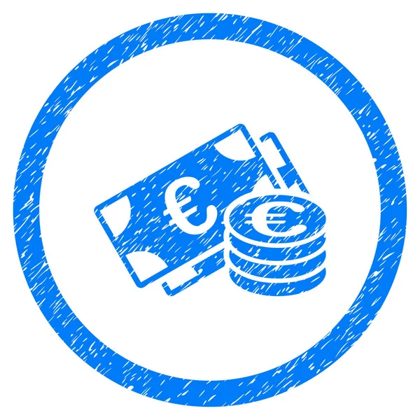 Ευρώ μετρητά στρογγυλευμένη εικόνα καουτσούκ σφραγίδα — Διανυσματικό Αρχείο